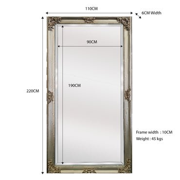 Deluxe French Provincial Ornate Mirror - Champagne - X large 210cm x 110cm - Glam Warehouse
