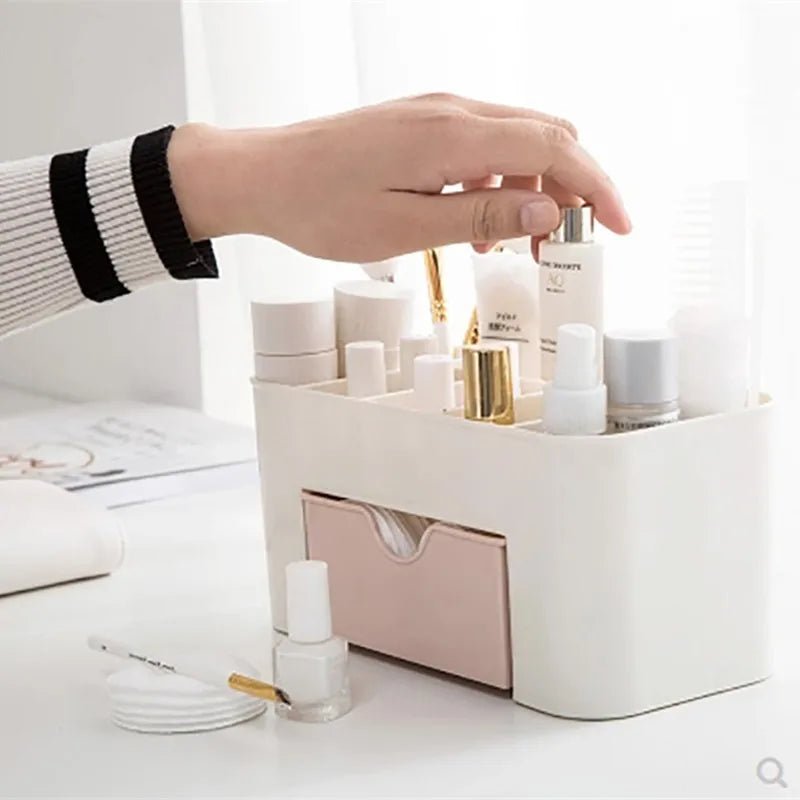 Double Layer Plastic Makeup Organizers Storage Box Cosmetic Drawers - Glam Warehouse