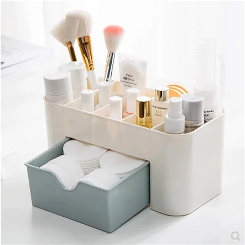 Double Layer Plastic Makeup Organizers Storage Box Cosmetic Drawers - Glam Warehouse