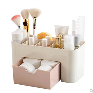 Double Layer Plastic Makeup Organizers Storage Box Cosmetic Drawers - Glam Warehouse
