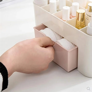 Double Layer Plastic Makeup Organizers Storage Box Cosmetic Drawers - Glam Warehouse