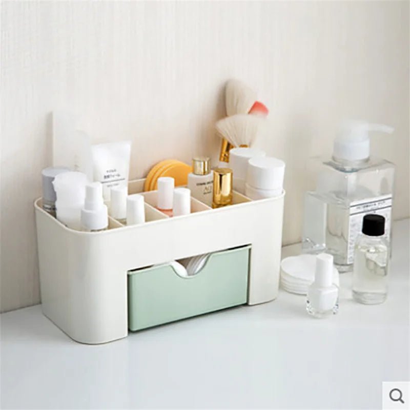 Double Layer Plastic Makeup Organizers Storage Box Cosmetic Drawers - Glam Warehouse