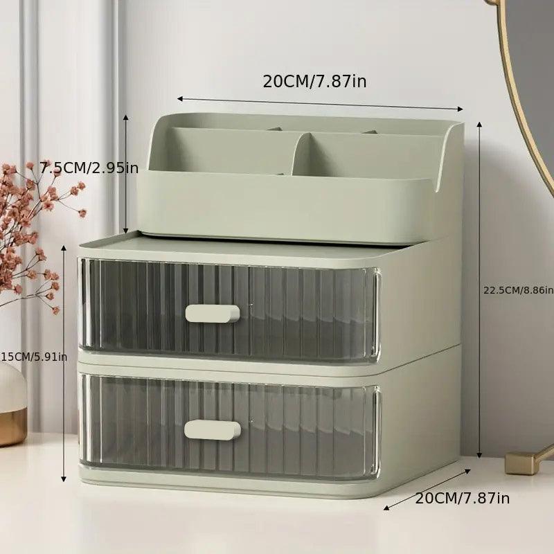 Drawer Storage Box Stationery Cosmetic Organizer Multi Purpose Desktop Holder - Green - Glam Warehouse