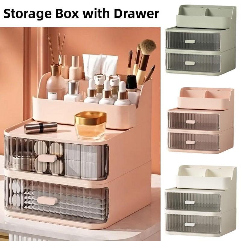 Drawer Storage Box Stationery Cosmetic Organizer Multi Purpose Desktop Holder - Green - Glam Warehouse