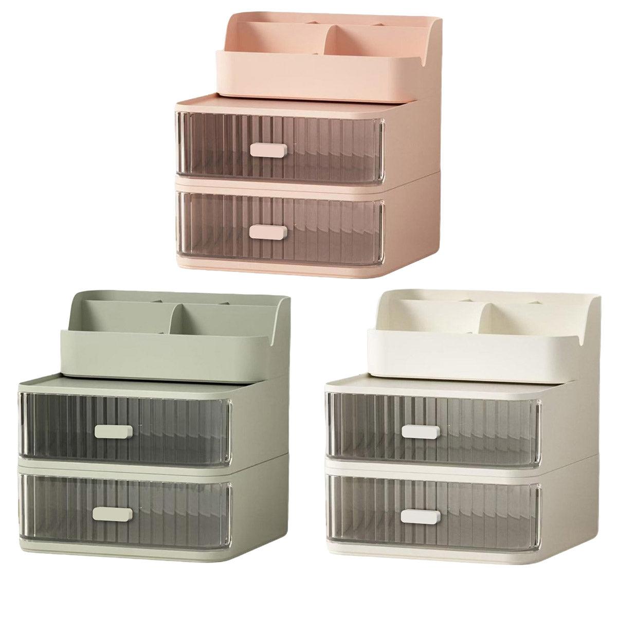 Drawer Storage Box Stationery Cosmetic Organizer Multi Purpose Desktop Holder - Green - Glam Warehouse