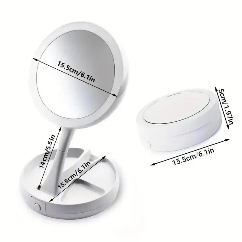 Dual Purpose Double-Sided LED Makeup Mirror - Glam Warehouse