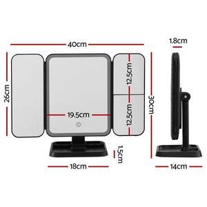 Embellir LED Makeup Mirror Tri-fold Lighted Vanity Mirrors 1X2X3X Magnifications - Glam Warehouse