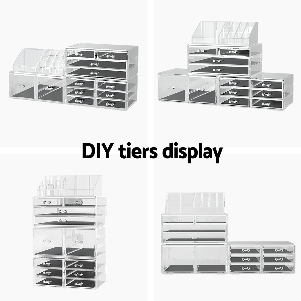 Embellir Makeup Case Acrylic Cosmetic Organizer Storage Box Jewellery Holder - Glam Warehouse