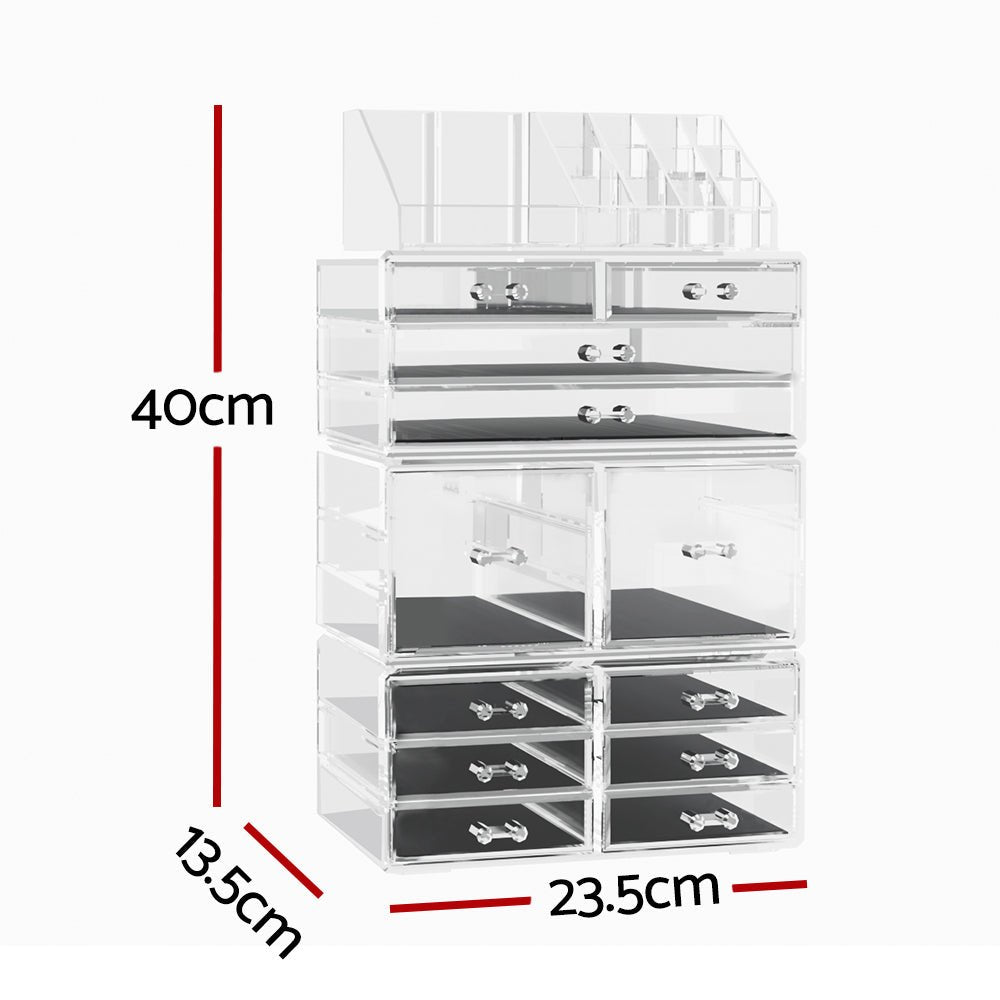 Embellir Makeup Case Acrylic Cosmetic Organizer Storage Box Jewellery Holder - Glam Warehouse