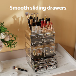 Embellir Makeup Case Acrylic Cosmetic Organizer Storage Box Jewellery Holder - Glam Warehouse