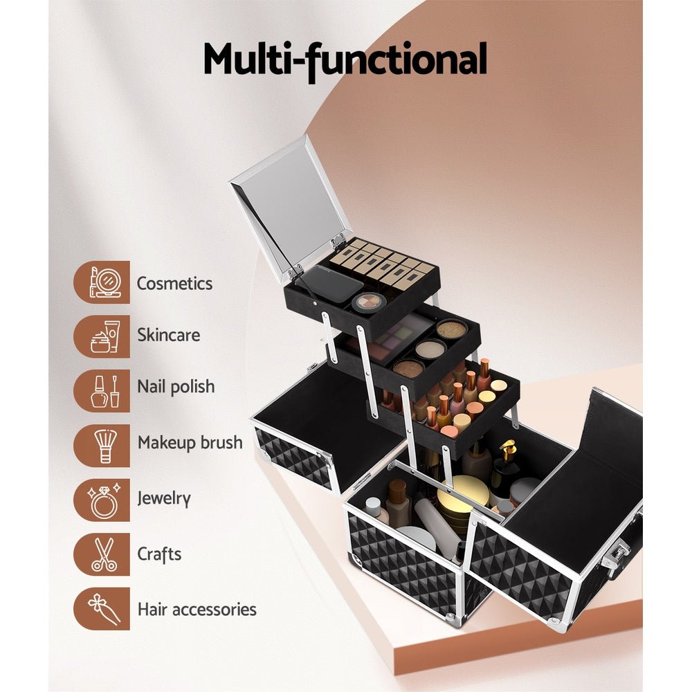 Embellir Makeup Case Beauty Organiser Bag Travel Large Cosmetic Storage Portable - Glam Warehouse