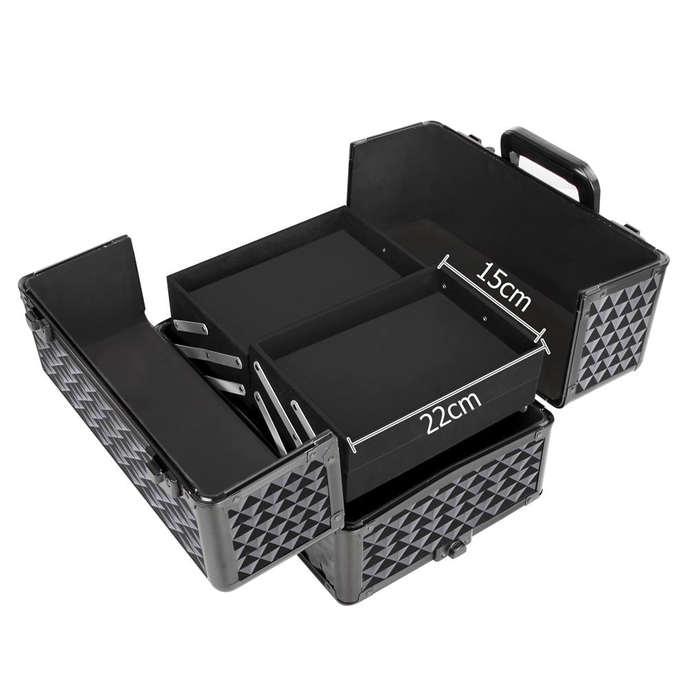 Embellir Makeup Case Beauty Trolley Cosmetic Organiser Box Travel Wheels Diamond - Glam Warehouse