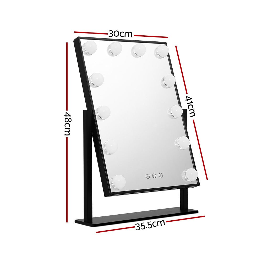Embellir Makeup Mirror 30x48cm Hollywood Vanity with LED Light Rotation Tabletop - Glam Warehouse