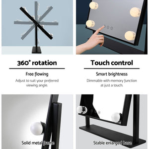 Embellir Makeup Mirror 30x48cm Hollywood Vanity with LED Light Rotation Tabletop - Glam Warehouse
