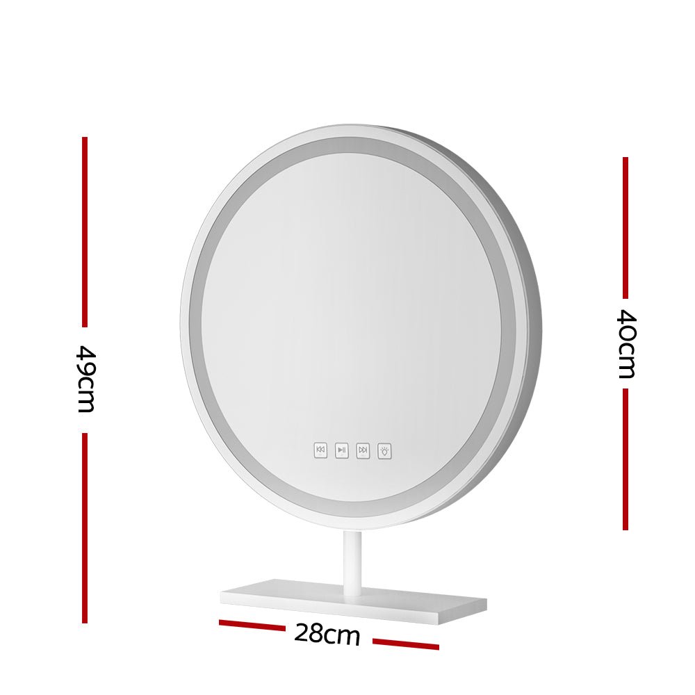Embellir Makeup Mirror 40x40cm Hollywood Vanity with LED Light Tabletop Round - Glam Warehouse