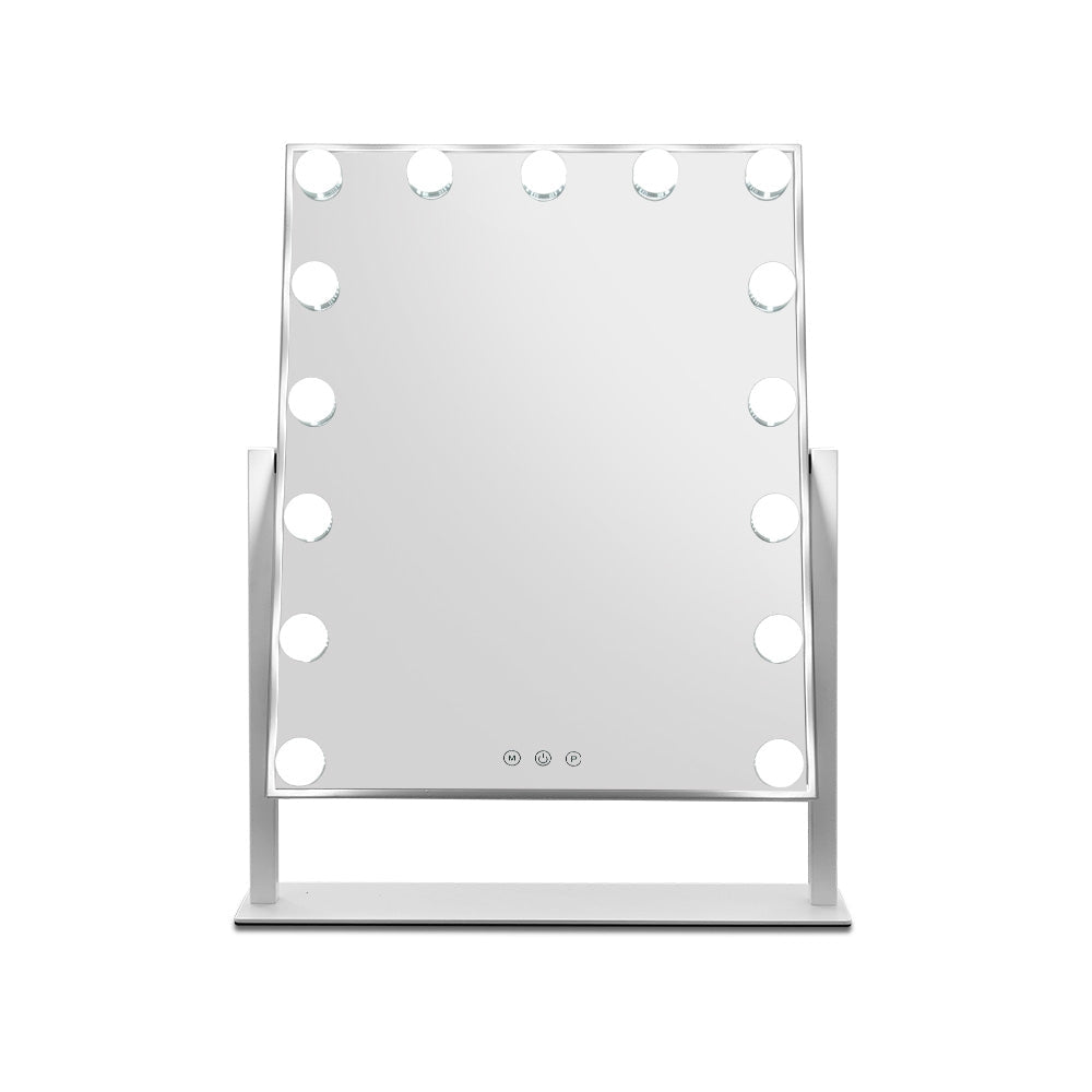 Embellir Makeup Mirror 40x50cm Hollywood Vanity with LED Light Rotation Tabletop - Glam Warehouse