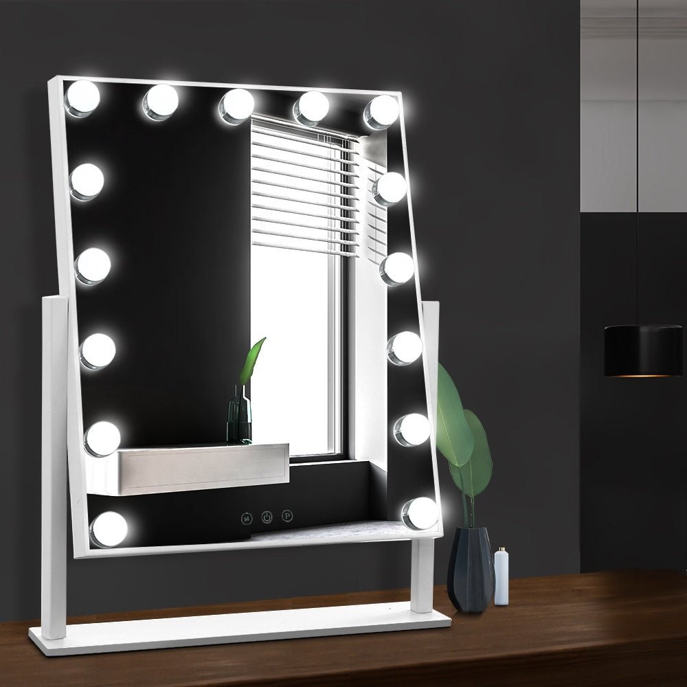 Embellir Makeup Mirror 40x50cm Hollywood Vanity with LED Light Rotation Tabletop - Glam Warehouse