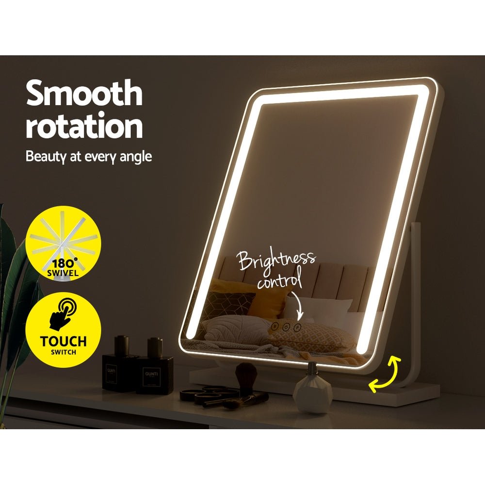 Embellir Makeup Mirror 40x50cm Hollywood Vanity with LED Light Strip Rotation - Glam Warehouse