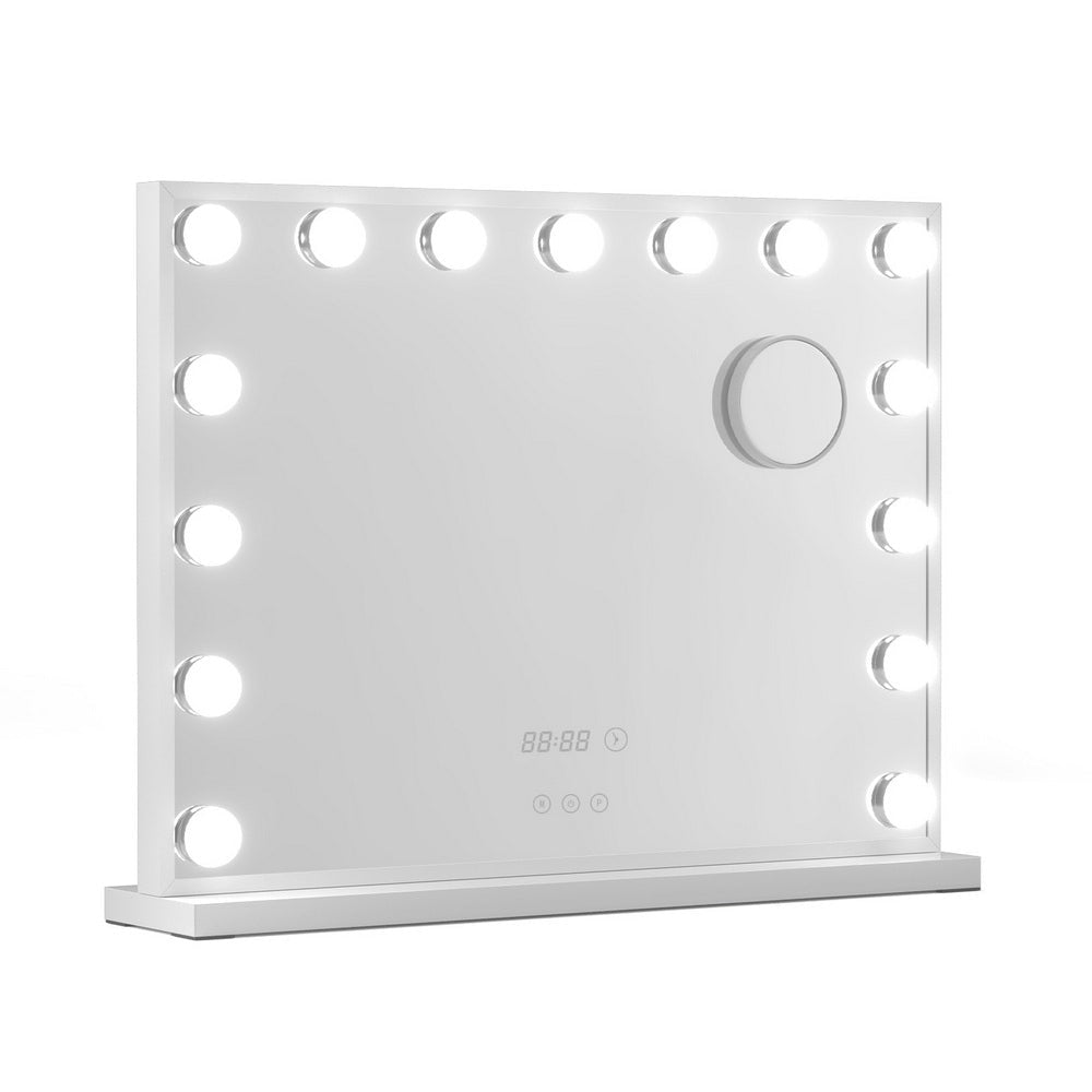 Embellir Makeup Mirror 58x45cm Hollywood Vanity with LED Light Tabletop White - Glam Warehouse