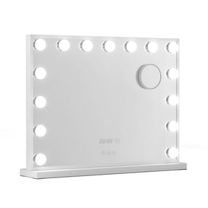 Embellir Makeup Mirror 58x45cm Hollywood Vanity with LED Light Tabletop White - Glam Warehouse