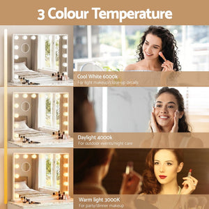 Embellir Makeup Mirror 58x45cm Hollywood Vanity with LED Light Tabletop White - Glam Warehouse