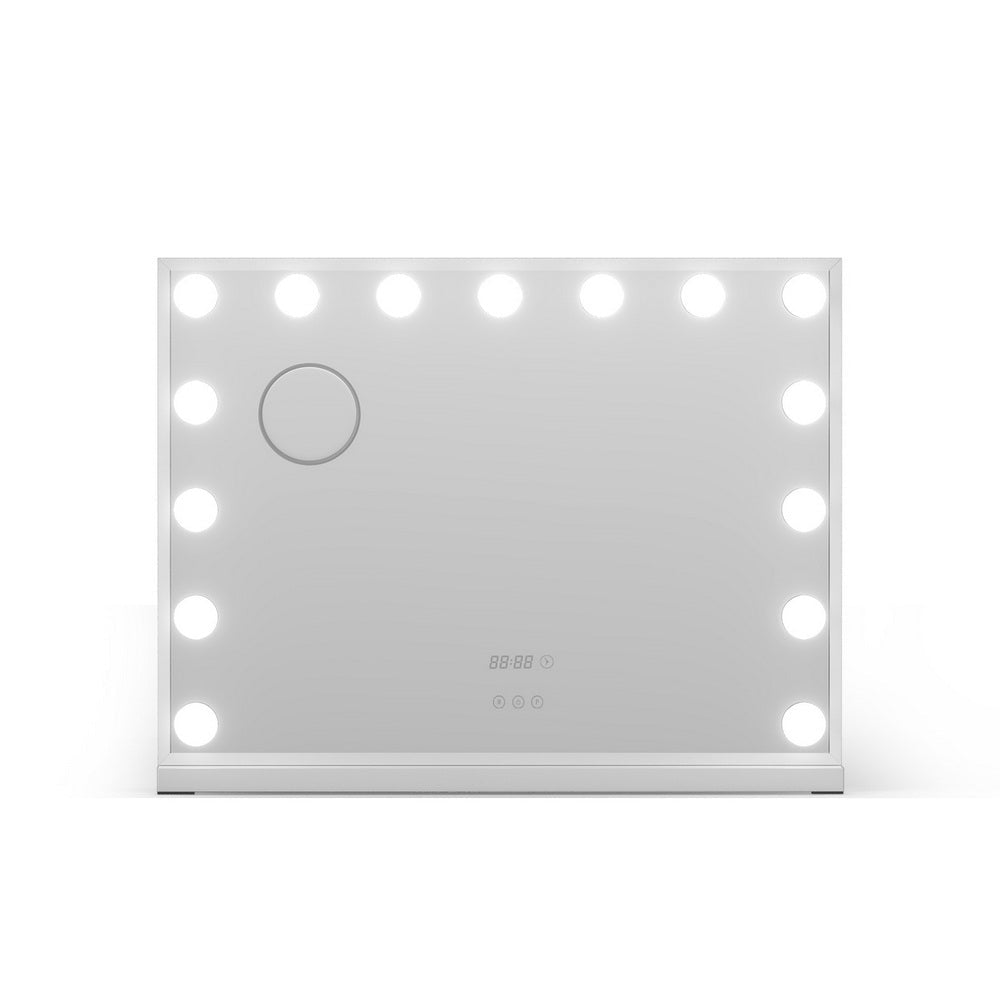 Embellir Makeup Mirror 58x45cm Hollywood Vanity with LED Light Tabletop White - Glam Warehouse