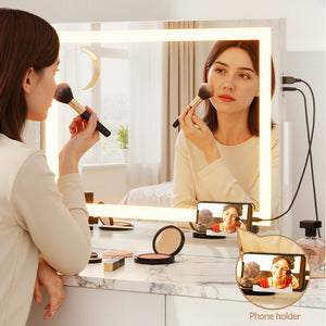 Embellir Makeup Mirror 58x46cm 360～ Rotatable Vanity Mirror with Lights Bright Light Strip Adjustable - Glam Warehouse