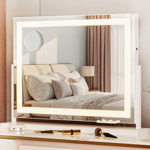 Embellir Makeup Mirror 58x46cm 360～ Rotatable Vanity Mirror with Lights Bright Light Strip Adjustable - Glam Warehouse