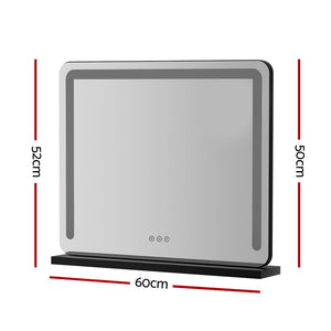 Embellir Makeup Mirror 60x50cm Hollywood Vanity with LED Light Tabletop Black - Glam Warehouse