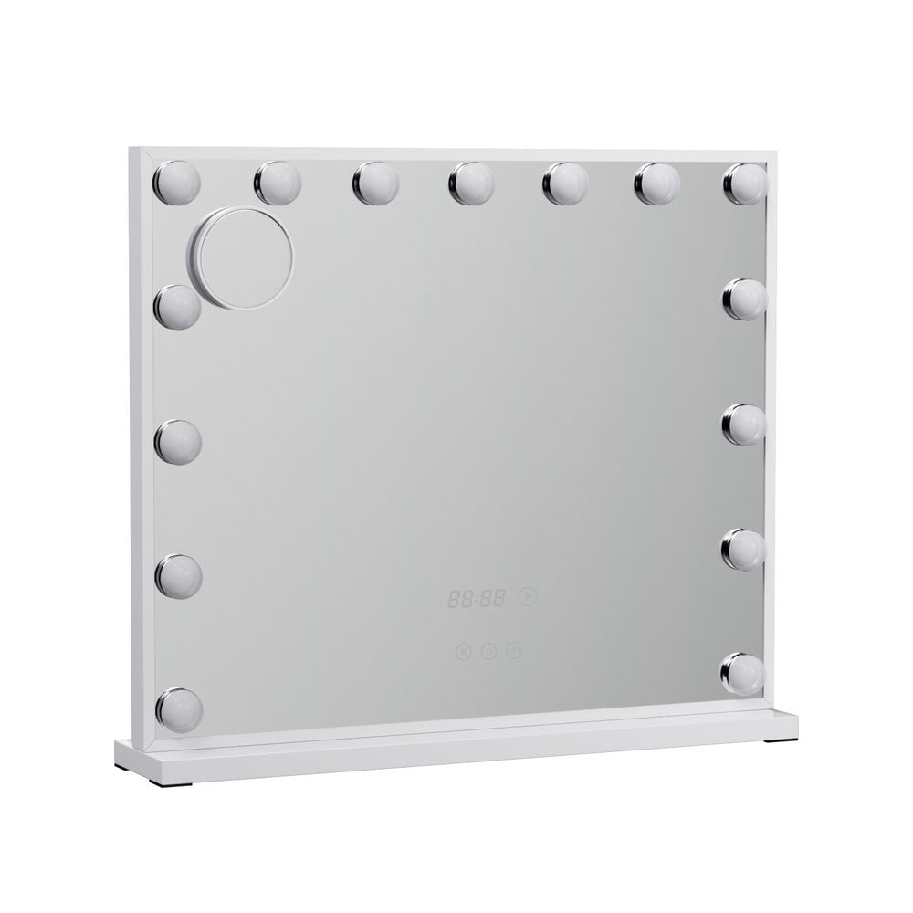 Embellir Makeup Mirror 60x52cm Hollywood Vanity with LED Light Tabletop White - Glam Warehouse