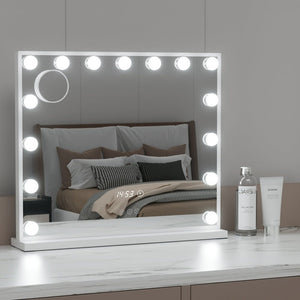Embellir Makeup Mirror 60x52cm Hollywood Vanity with LED Light Tabletop White - Glam Warehouse