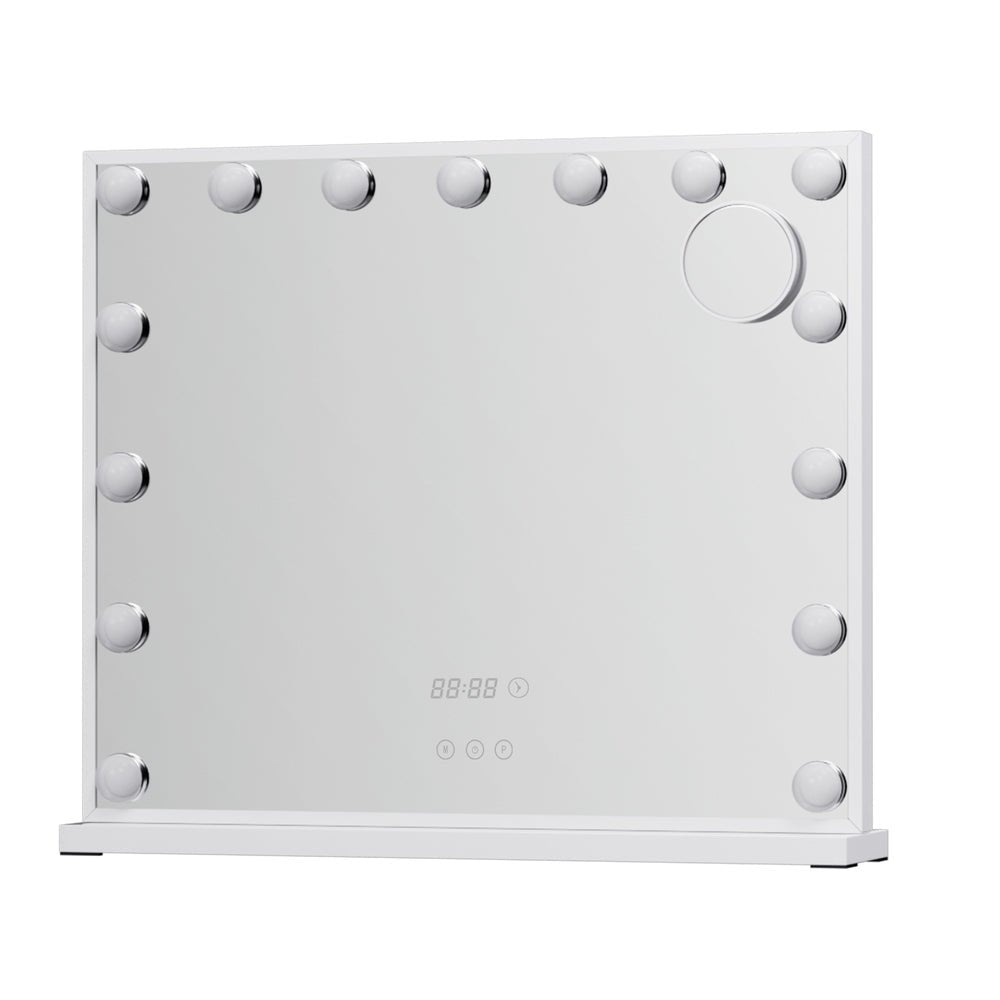 Embellir Makeup Mirror 60x52cm Hollywood Vanity with LED Light Tabletop White - Glam Warehouse