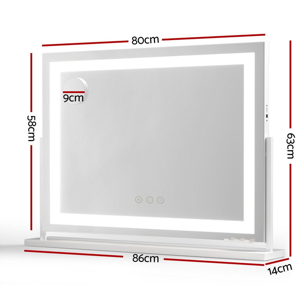 Embellir Makeup Mirror 80x58cm 360～ Rotatable Vanity Mirror with Lights Bright Light Strip Adjustable - Glam Warehouse
