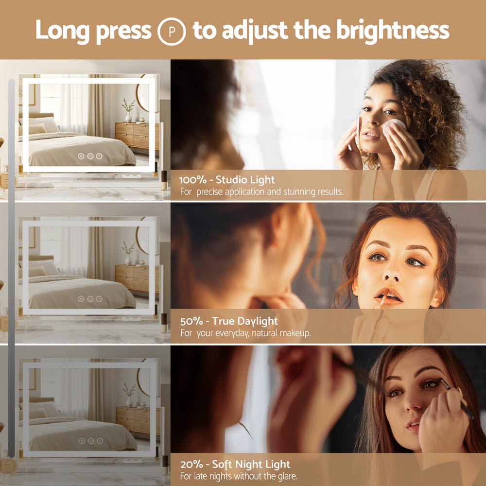 Embellir Makeup Mirror 80x58cm 360～ Rotatable Vanity Mirror with Lights Bright Light Strip Adjustable - Glam Warehouse