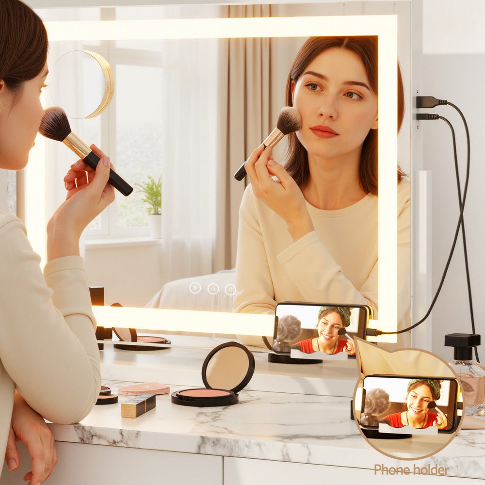 Embellir Makeup Mirror 80x58cm 360～ Rotatable Vanity Mirror with Lights Bright Light Strip Adjustable - Glam Warehouse