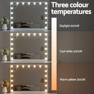 Embellir Makeup Mirror 80x60cm Hollywood Vanity with LED Light Tabletop White - Glam Warehouse