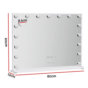 Embellir Makeup Mirror 80x60cm Hollywood Vanity with LED Light Tabletop White - Glam Warehouse