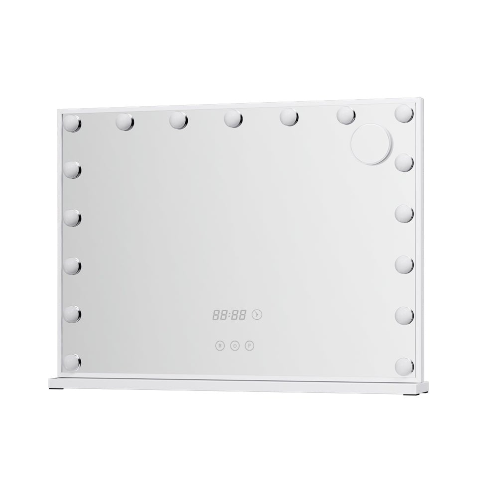 Embellir Makeup Mirror 80x60cm Hollywood Vanity with LED Light Tabletop White - Glam Warehouse