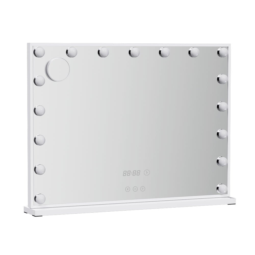 Embellir Makeup Mirror 80x60cm Hollywood Vanity with LED Light Tabletop White - Glam Warehouse