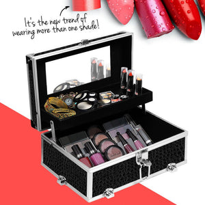 Embellir Portable Cosmetic Beauty Makeup Carry Case with Mirror - Crocodile Black - Glam Warehouse