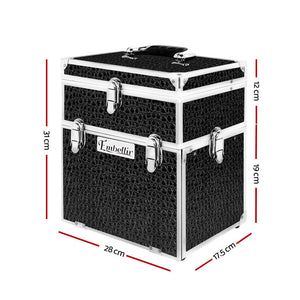 Embellir Portable Cosmetic Beauty Makeup Carry Case with Mirror - Crocodile Black - Glam Warehouse