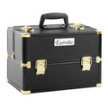 Embellir Portable Cosmetic Beauty Makeup Case - Black & Gold - Glam Warehouse