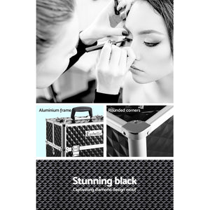 Embellir Portable Cosmetic Beauty Makeup Case - Diamond Black - Glam Warehouse