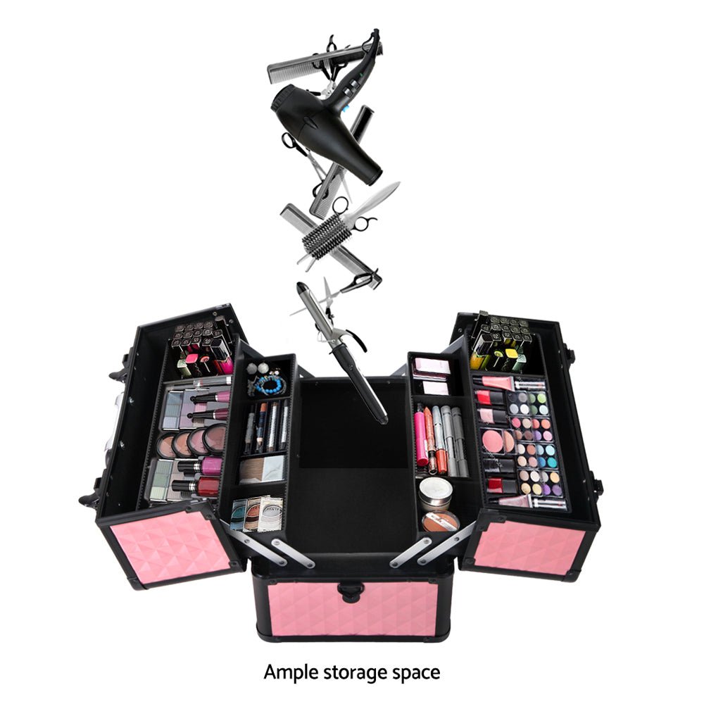 Embellir Portable Cosmetic Beauty Makeup Case - Diamond Pink - Glam Warehouse