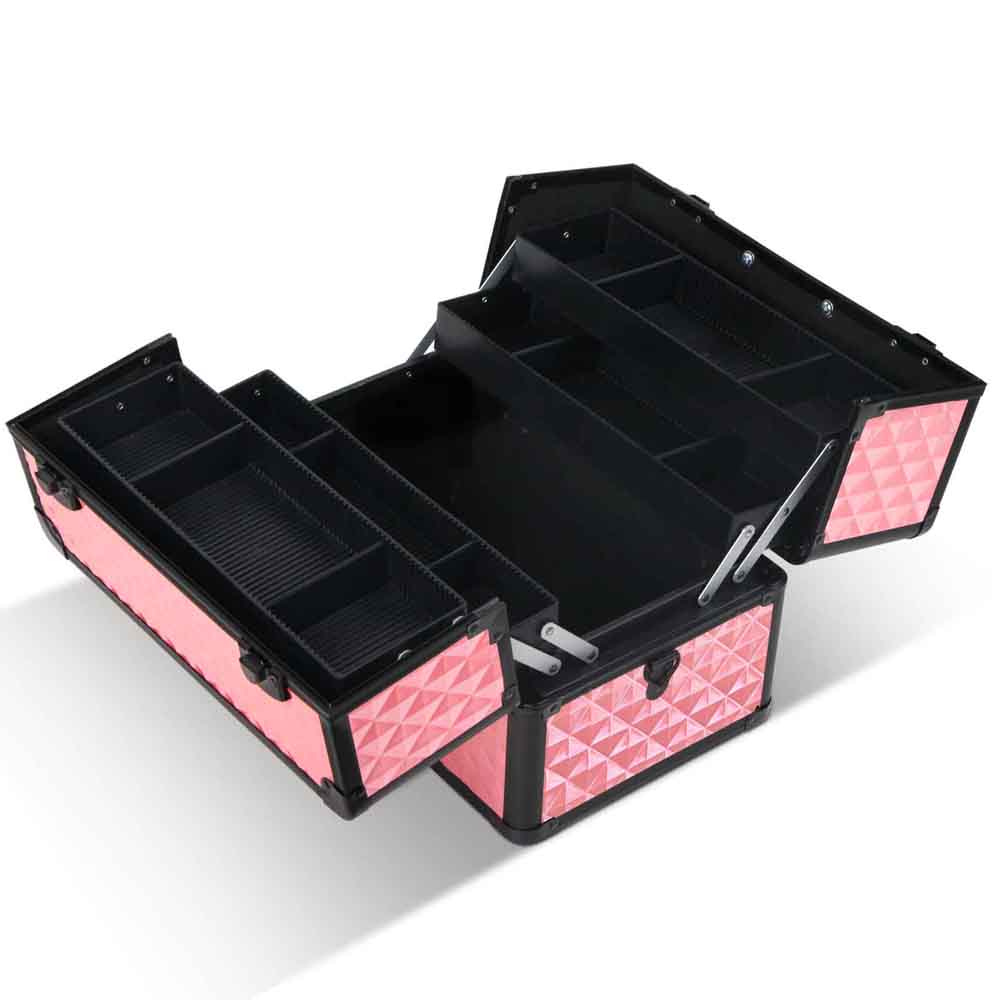 Embellir Portable Cosmetic Beauty Makeup Case - Diamond Pink - Glam Warehouse