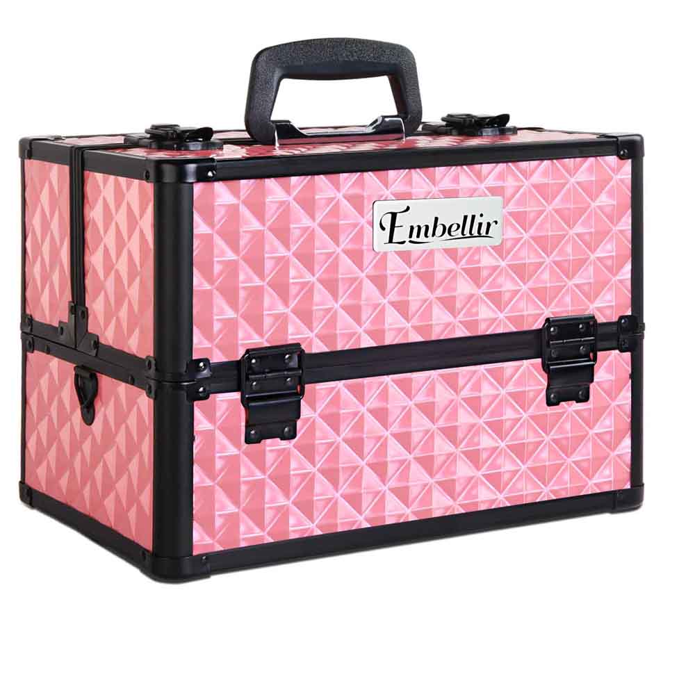 Embellir Portable Cosmetic Beauty Makeup Case - Diamond Pink - Glam Warehouse