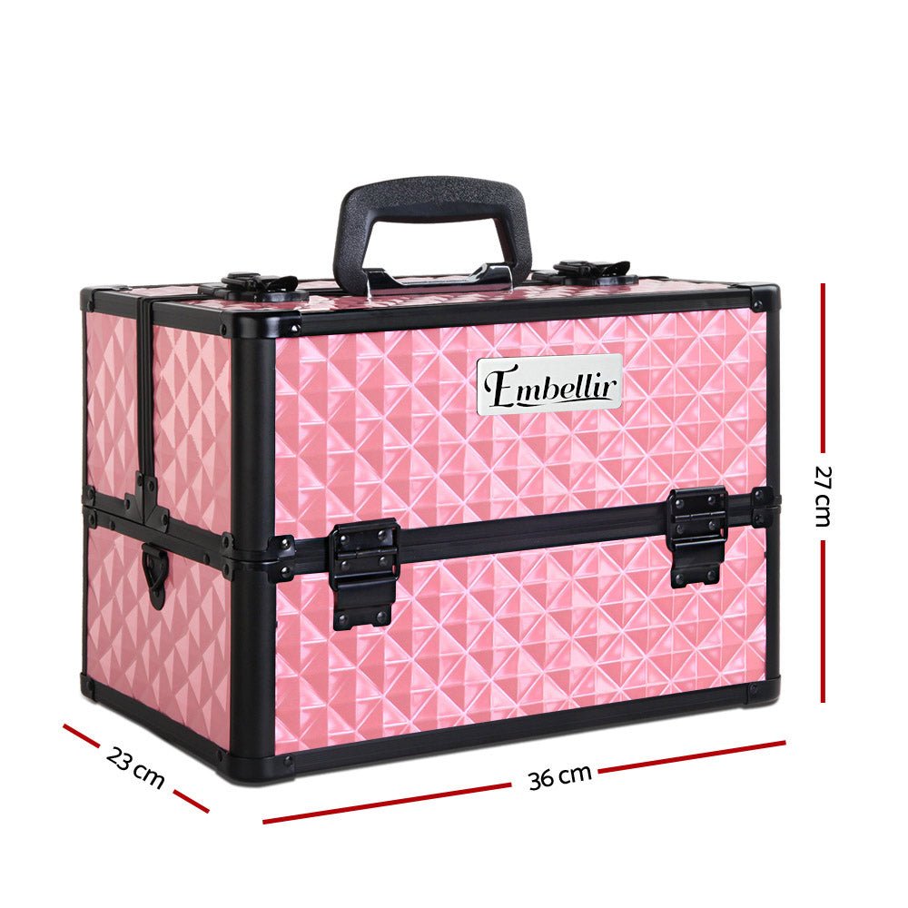 Embellir Portable Cosmetic Beauty Makeup Case - Diamond Pink - Glam Warehouse