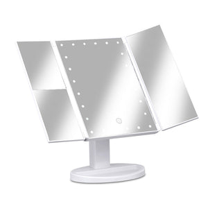 Embellir Tri-fold Makeup Mirror 1X2X3X Magnifying with LED Light Travel Portable - Glam Warehouse