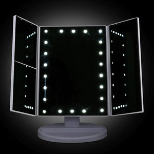 Embellir Tri-fold Makeup Mirror 1X2X3X Magnifying with LED Light Travel Portable - Glam Warehouse