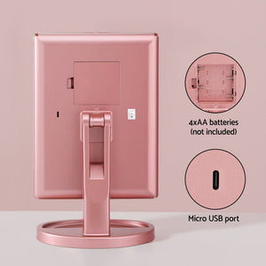 Embellir Tri-fold Makeup Mirror 1X2X3X Magnifying with LED Light Travel Portable Pink - Glam Warehouse